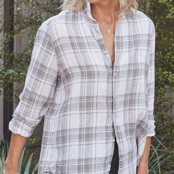 Frank & Eileen Relaxed Button Up Oversized Blue Striped Shirt Minimalist Coastal - Picture 1 of 7